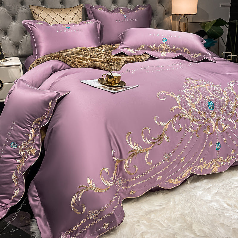 Four-Piece Bed Sheet Cotton Ice Silk Quilt Cover