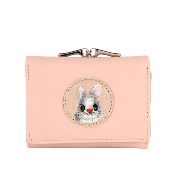 Short Women's Small Clip Bag Solid Color Cute Women's Coin Purse