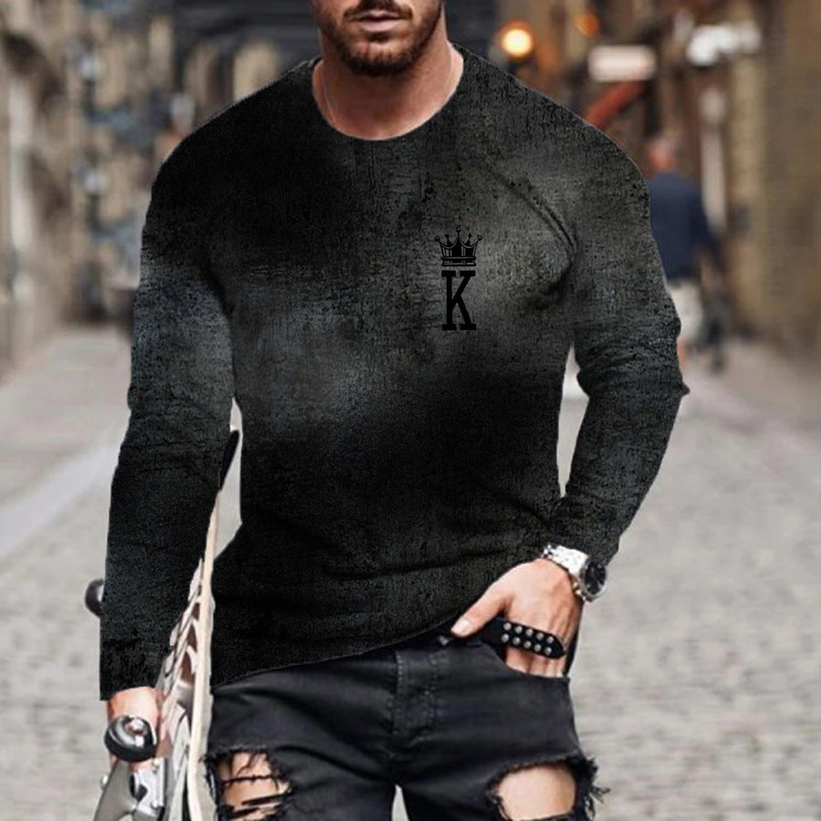 Men's Summer European And American New Fashion Casual Gradient Printing Letter K Male T-Shirt