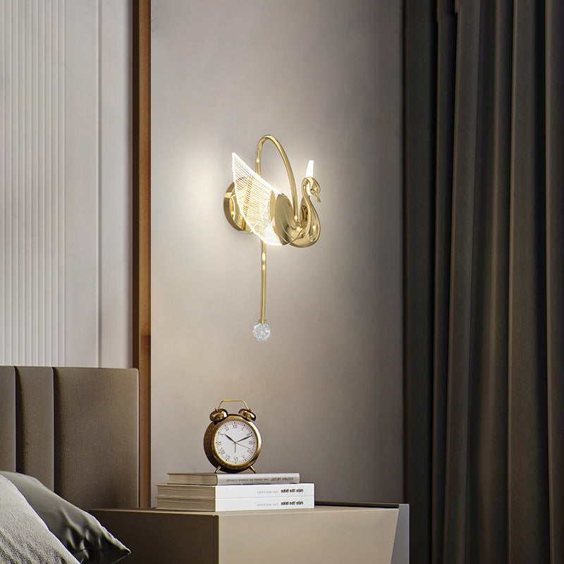Modern Minimalist Swan Bedroom Bedside Wall Lamp