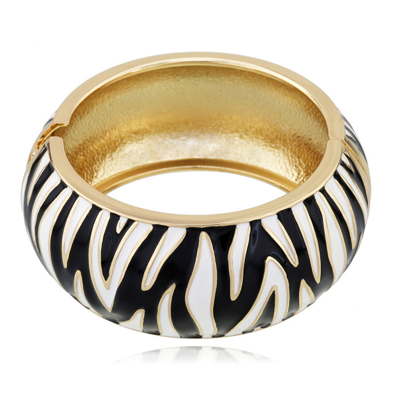 Zebra Pattern Alloy Drip Oil Fashion Bracelet