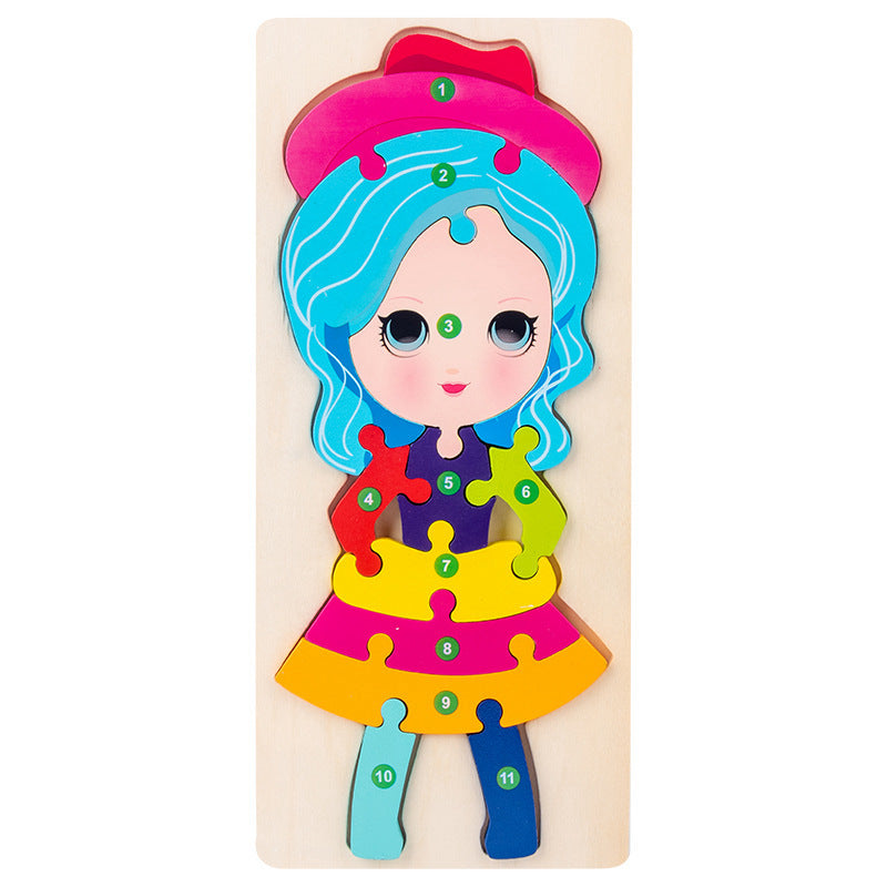 3-Year-Old Children's Three-Dimensional Puzzle Cartoon 3D Buckle