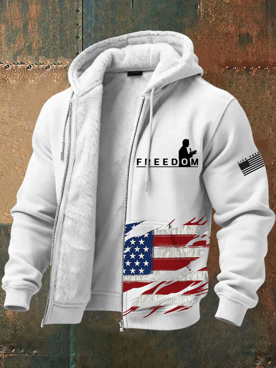 3D Digitalprint Mens Fashion Vintage Hooded Zipup Jacket