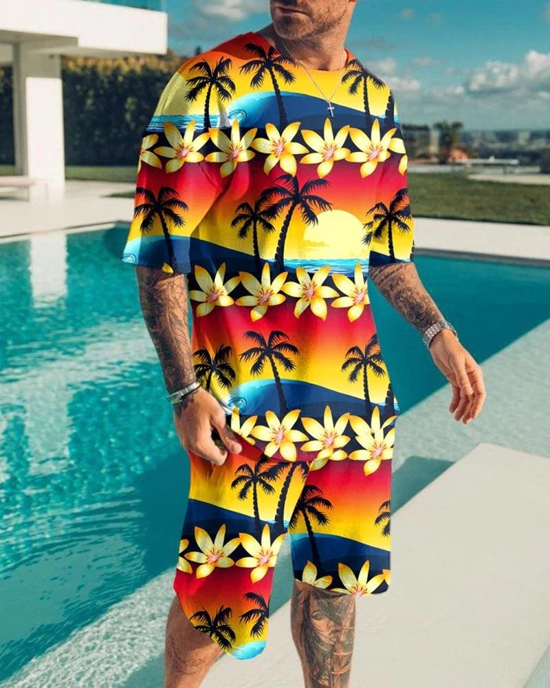 3D Digital Printing Men's T-Shirt Sports Suit