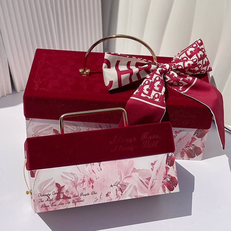 Velvet Embossed Metal Portable Gift Box