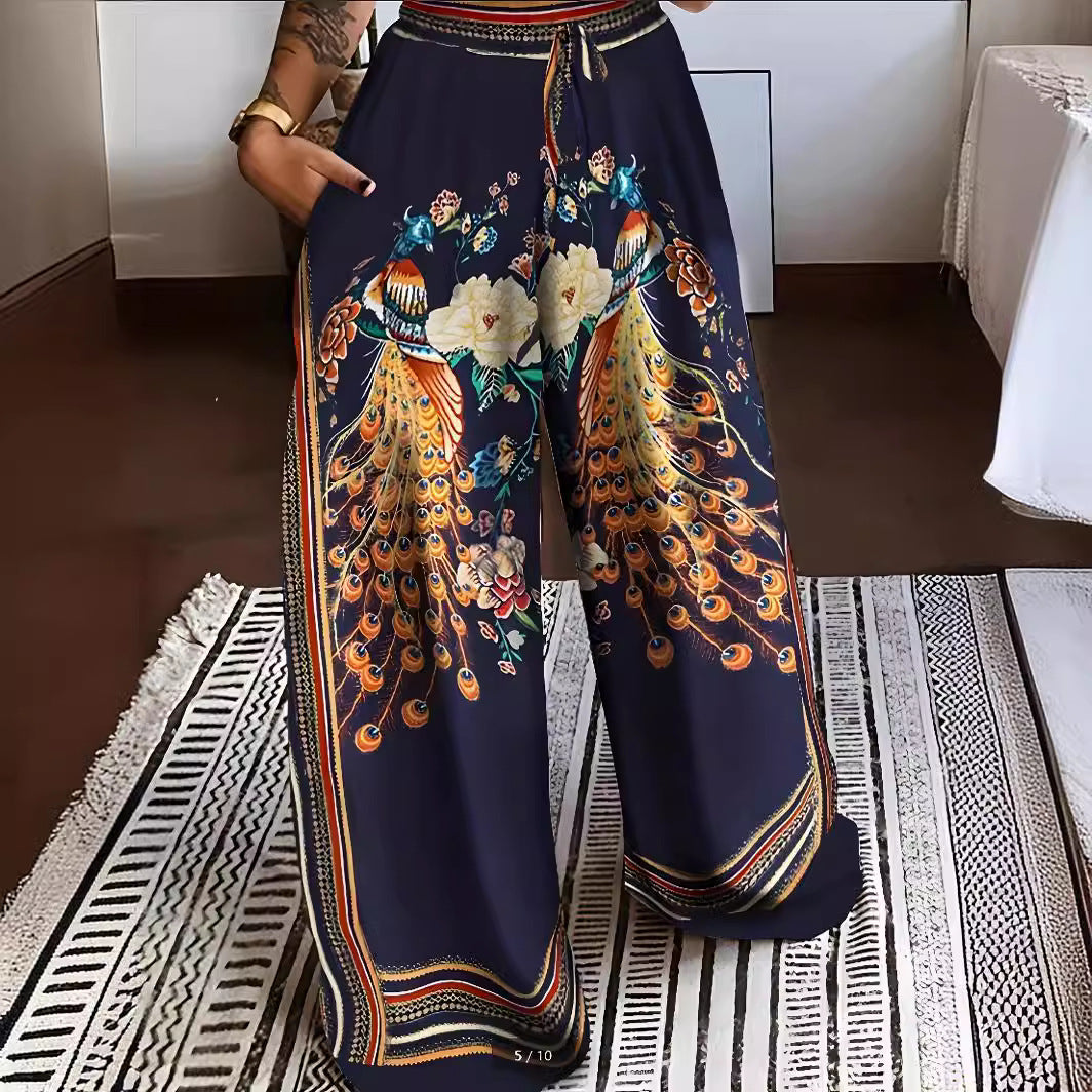 Peacock Positioning Printing Women's Pants