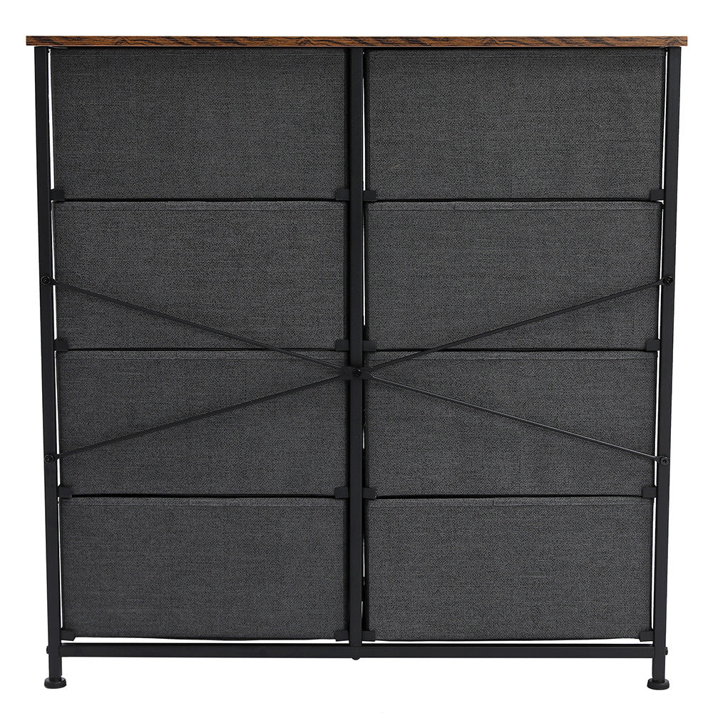 4 Tier Wide Drawer Dresser Storage Unit with 8 Easy Pull Fabric Drawers and Metal Frame Wooden Tabletop for Closets Nursery Dorm Room Hallway Gray