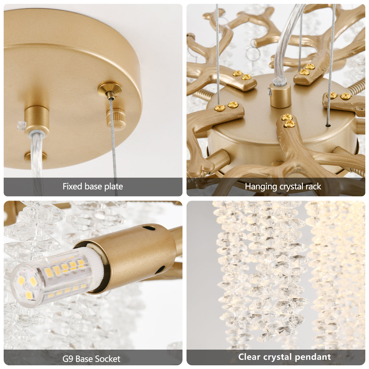 24-inch Modern Golden Pendant Light With Cascading Crystal Strands, Ideal For Living Room, Dining Room And Foyer, High-End Decorative Lighting Fixture Bulb Not Included