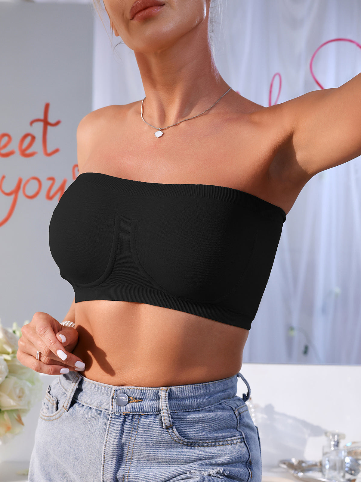 3PCS EssElegance Strapless Seamless Bandeau Tube Bra - Wire-Free Non-Slip Design, High-Stretch & Breathable For Backless Dresses, Daily Comfort
