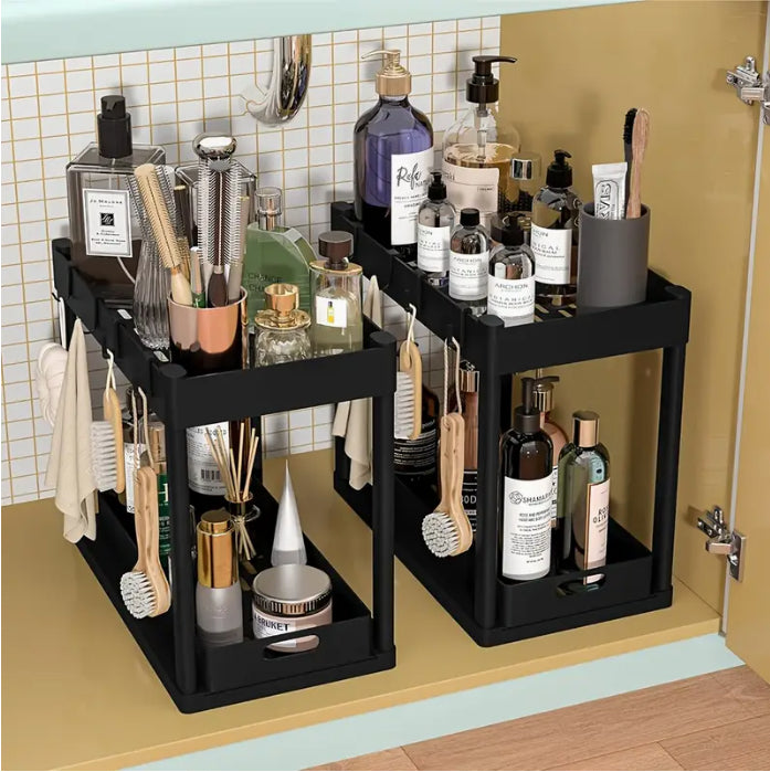 Sink Shelf Double-tier Sink-mounted Storage Rack, Kitchen Cabinet Shelving Unit, Multi-purpose Bathroom Storage Basket. ,1 Pack