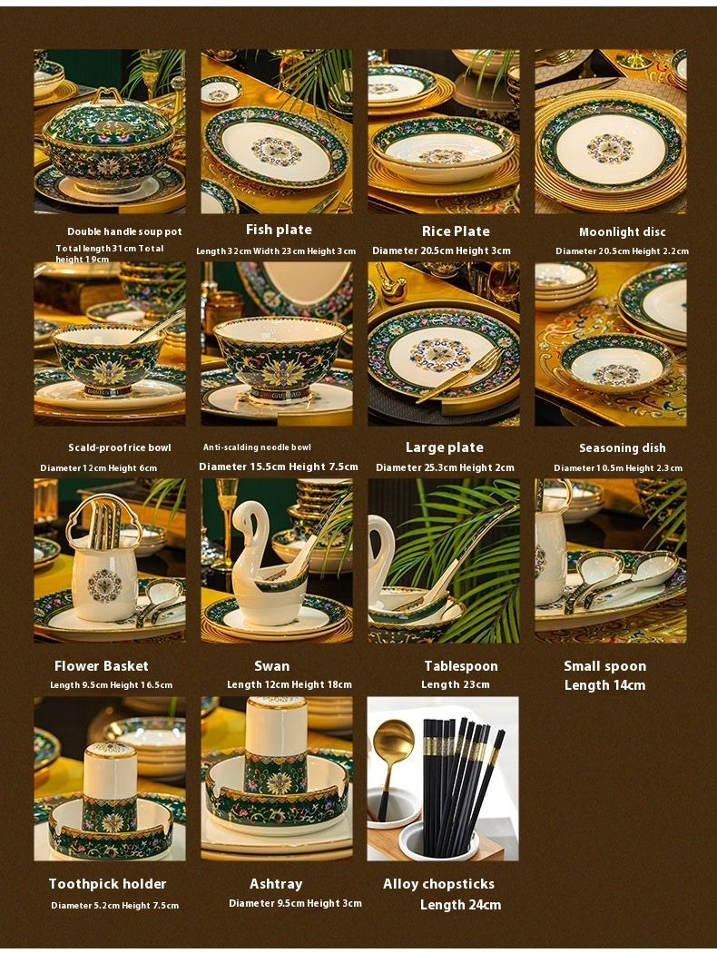 Household Style Enamel Bone China Tableware Set