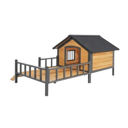 Outdoor Large Wooden Cabin House Style Wooden Dog Kennel With Porch