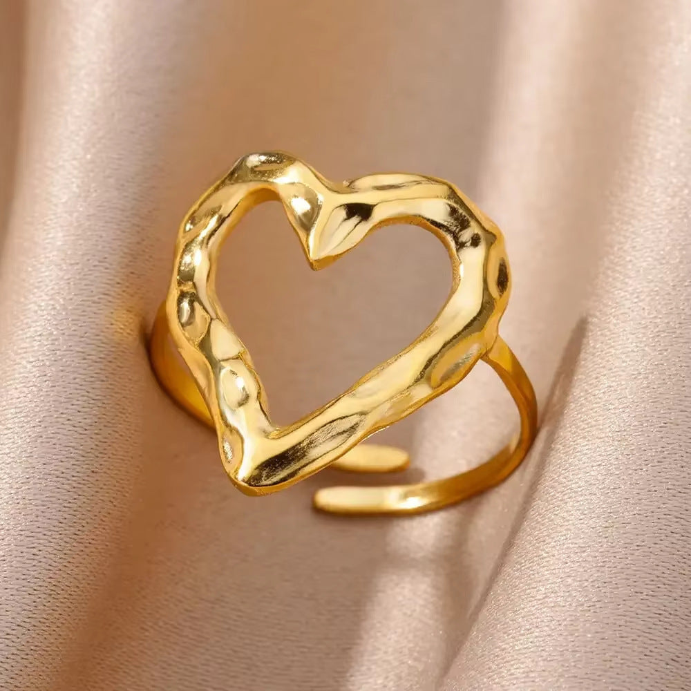 Retro Love Adjustable Stainless Steel Ring
