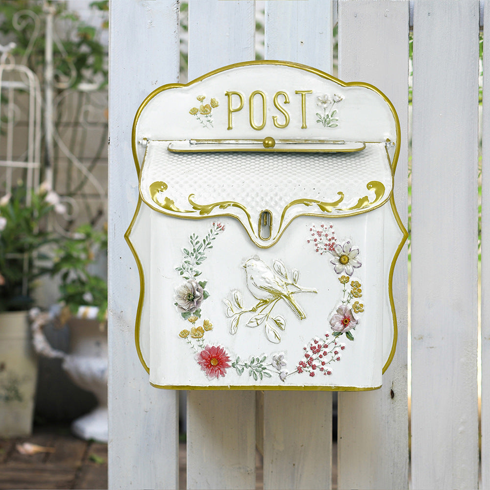 European-Style Flower And Bird Mailbox Three-Dimensional Relief Delivery Box