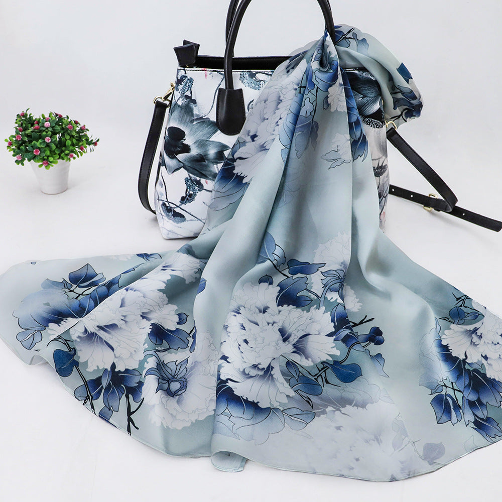 Women's Silk Scarf Shawl Sunscreen Scarf