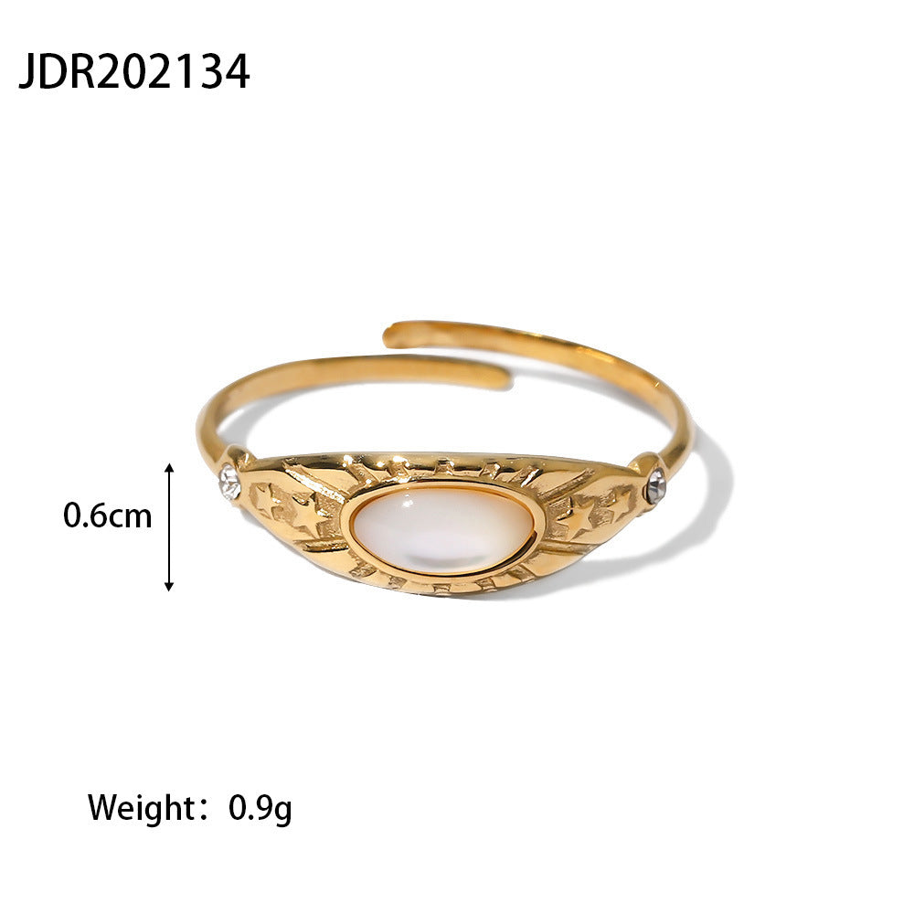 14K Gold Stainless Steel XINGX Retro Stainless Steel Diamond Ring