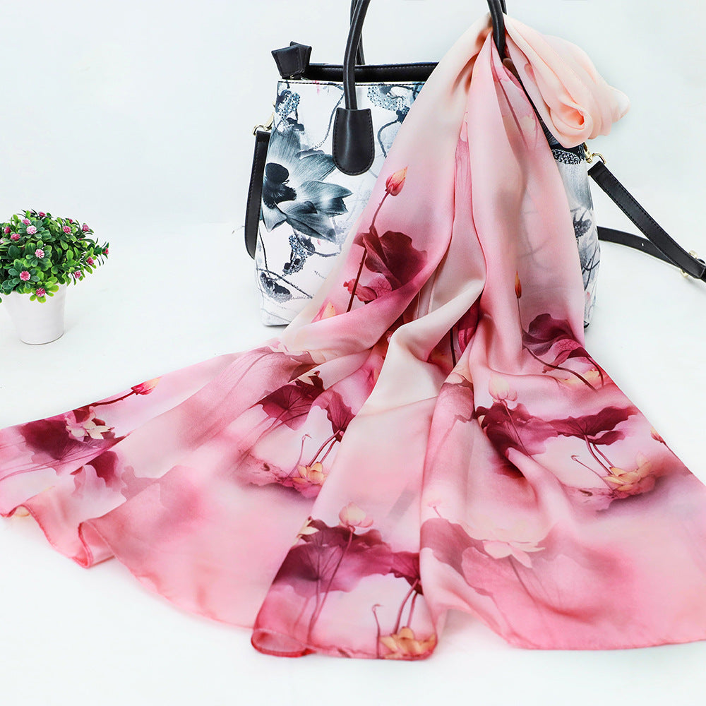 Women's Silk Scarf Shawl Sunscreen Scarf