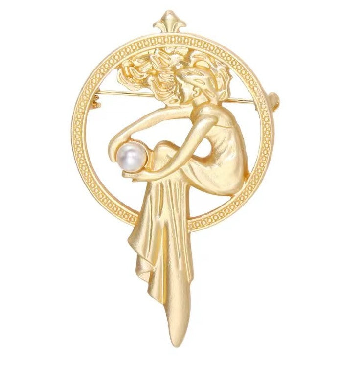 Vintage Goddess Baroque Style Brooch