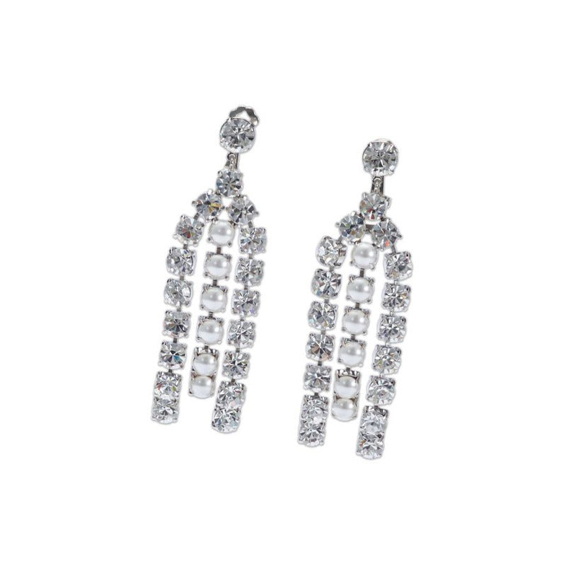 Rhinestone Earrings Su Light Luxury Temperament Earrings Vintage Accessories