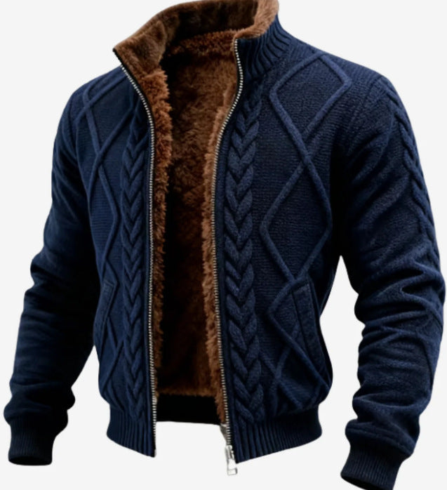 Mens Loose-Fit Wrinkle-Resistant Fleece-Lined Thick Hooded Jacket