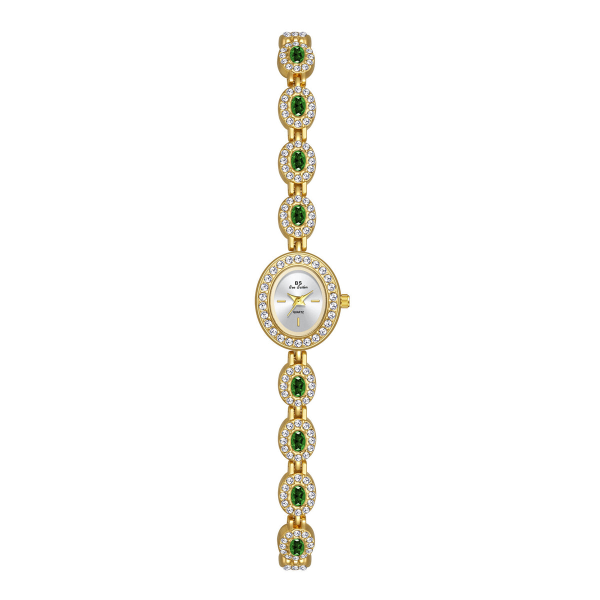 Mid-Ancient Fashion Oval Colored Gems Rainbow Light Luxury Watch