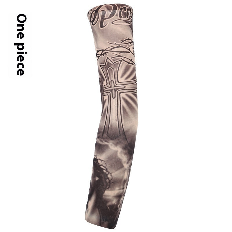 Flower Arm Tattoo Oversleeve Seamless Outdoor Riding Tattoo Sun Protection Oversleeve Cycling Tattoo Oversleeve