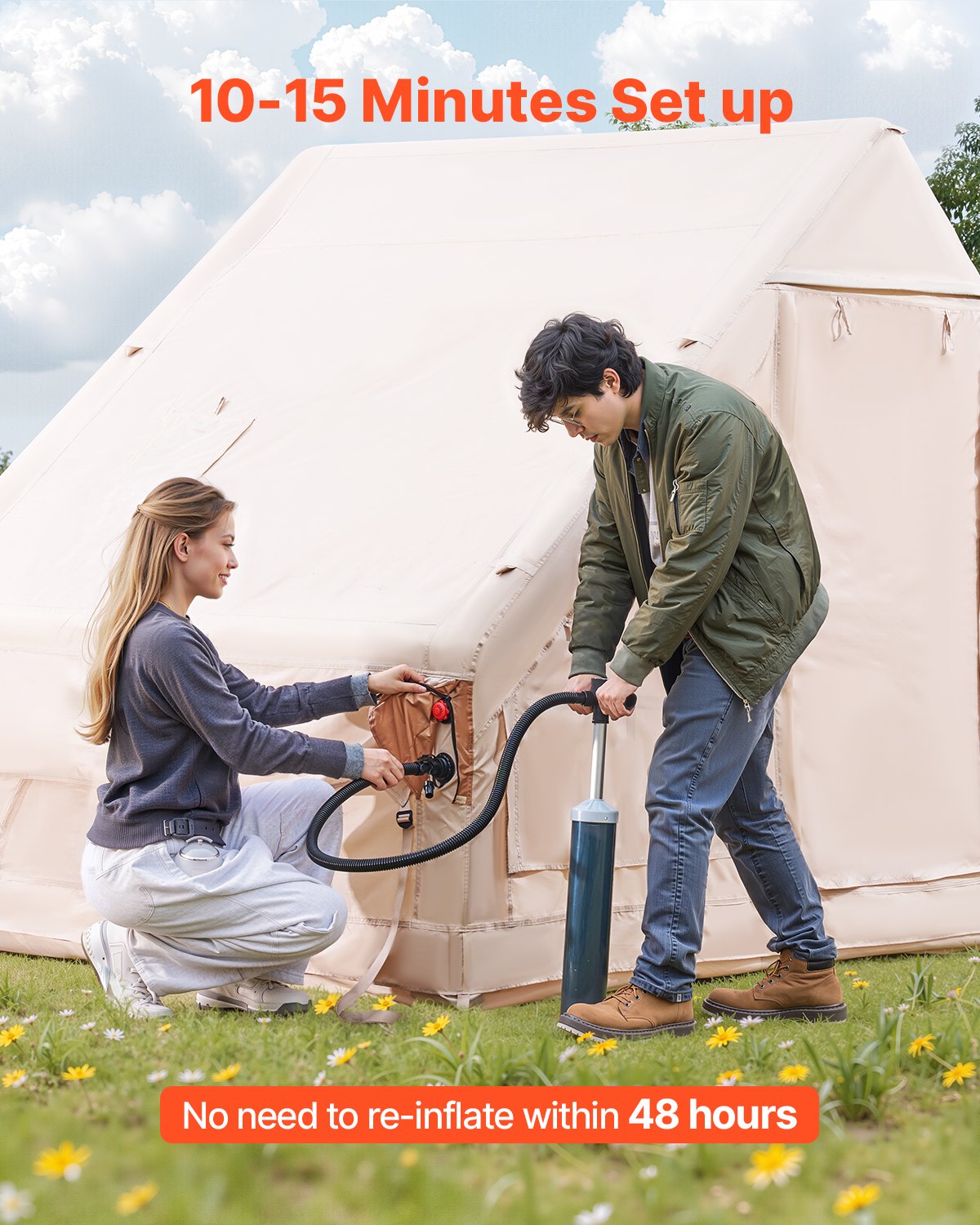 Inflatable Tent For Camping 3-5 Person Glamping Tent With Pump Canopy