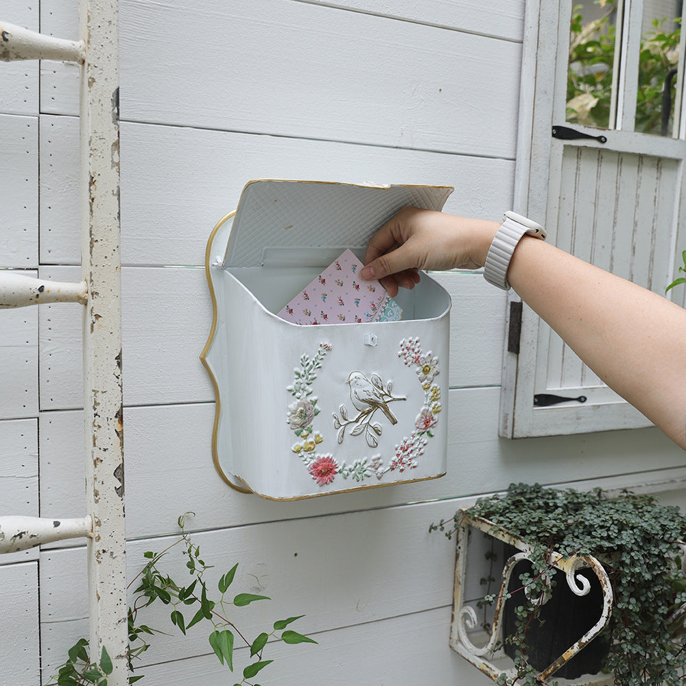European-Style Flower And Bird Mailbox Three-Dimensional Relief Delivery Box