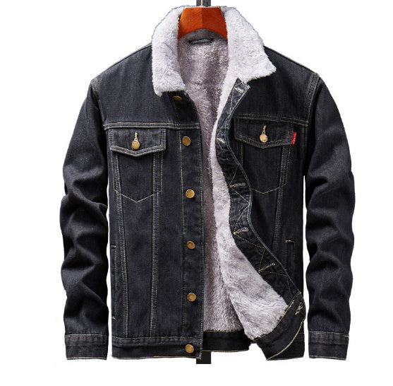 Plus Velvet Denim Jacket
