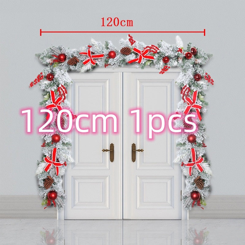New Flocking Wreath Outdoor Decoration Door Hanging Christmas Wreath Rattan