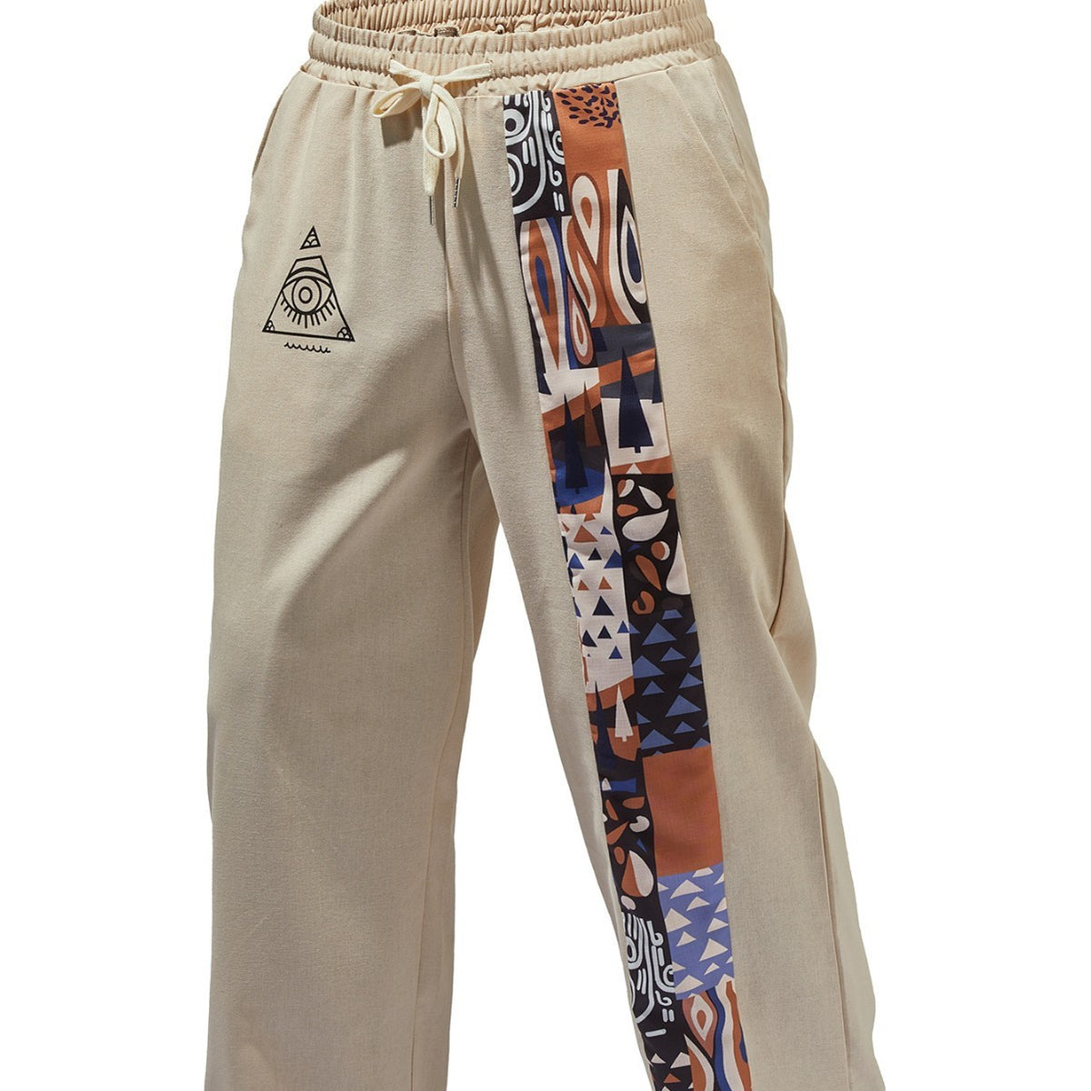 Retro Printed Loose Casual Straight Trousers