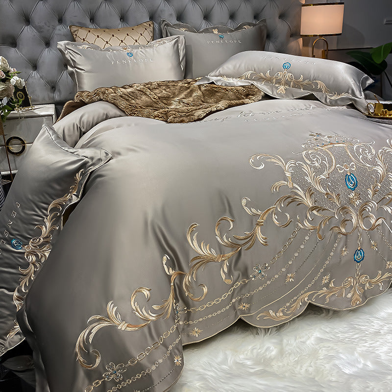 Four-Piece Bed Sheet Cotton Ice Silk Quilt Cover
