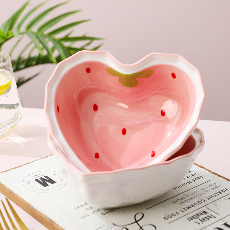 Cute Strawberry Ceramic Love Bowl Shaped