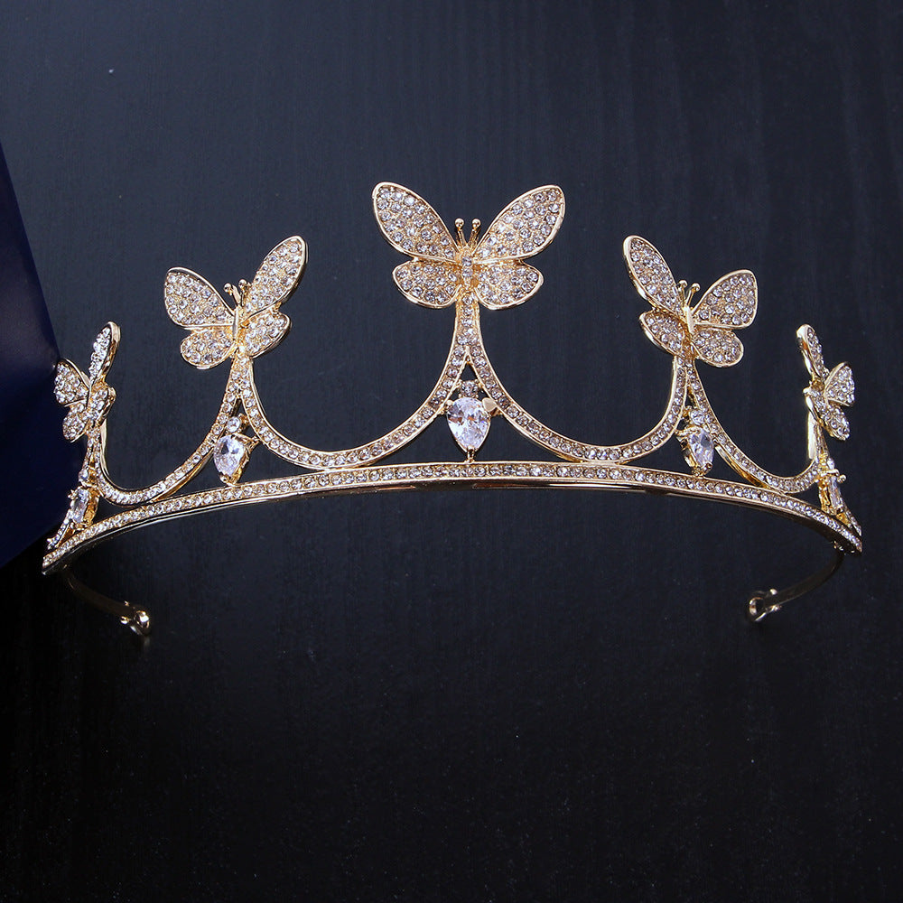 Butterfly Bride Zircon Alloy Crown Tiara Wedding Party Tiara