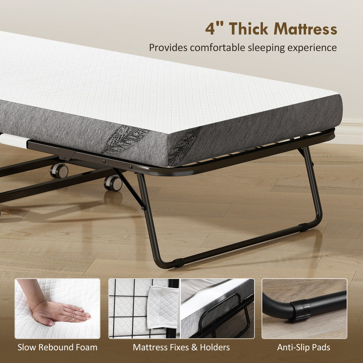 Folding Bed with Mattress for Adults