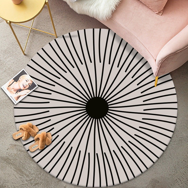 Nordic Geometric Round Crystal Velvet Floor Mat Household Absorbent Coffee Table Mat