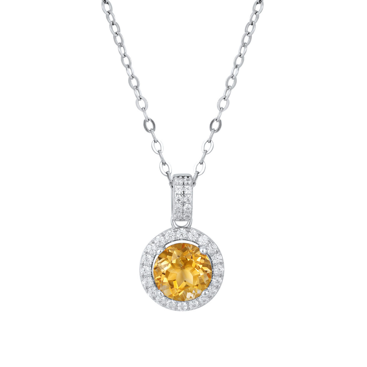 Luxurious Necklace Designed By A Small Group Of People, Korean Version, Simple Circular Pendant, 925 Silver With Natural Yellow Crystal Necklace