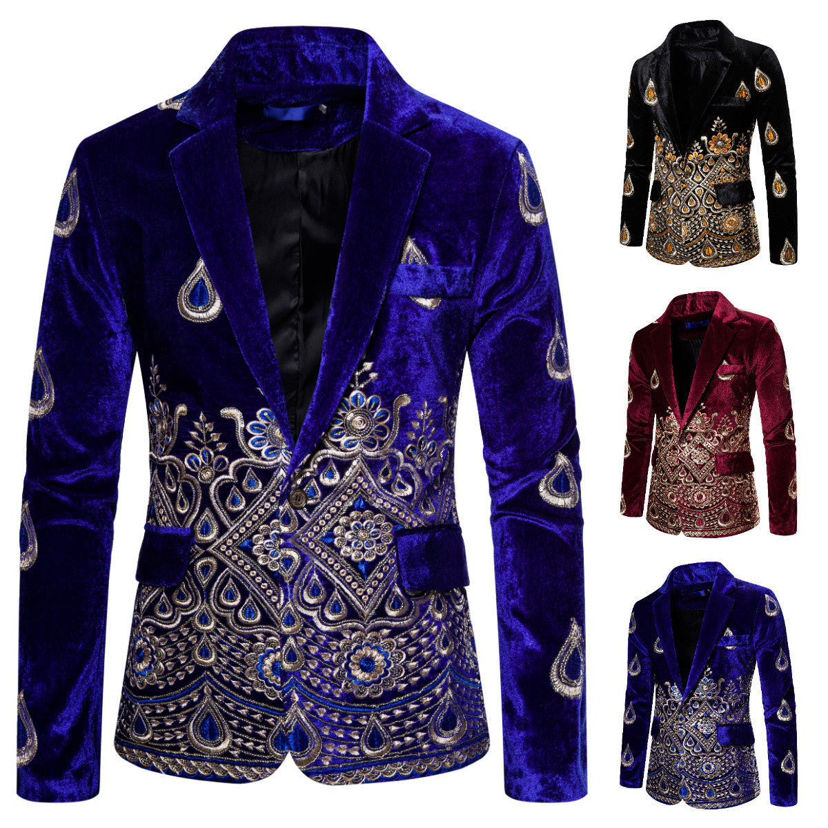 Ethnic Print Single-Breasted Leisure Suits For Men Costume
