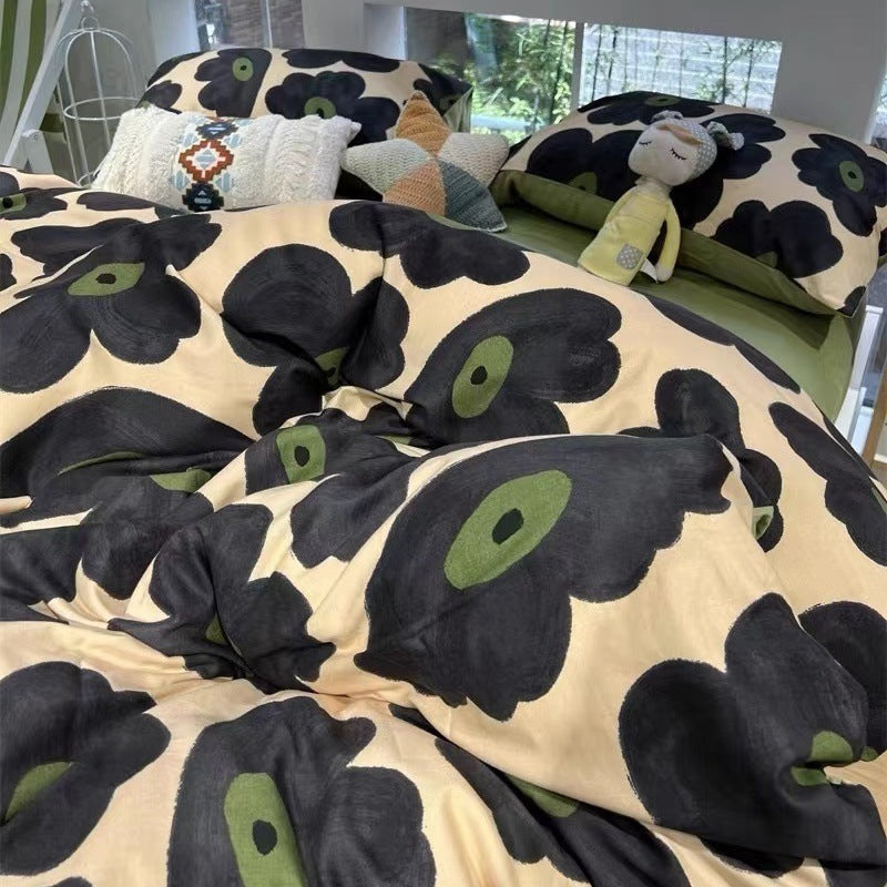 Double-Piece Foggy Gray Quilt Cover Four-piece Bedding Sheet Dormitory Bed Three-Piece Set