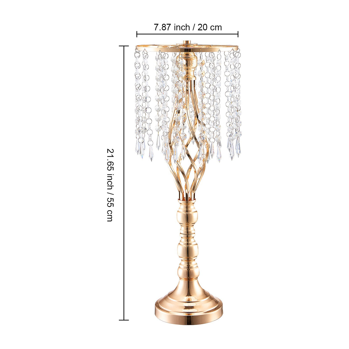 10PCS 55cm/21.65” Tall Crystal Wedding Flower Stand Vase For Party Decor