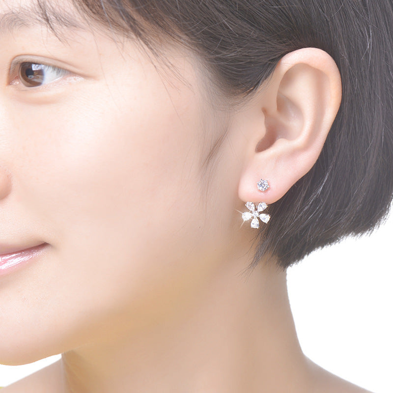 Women's Ear Studs Flower Zircon Ear Studs