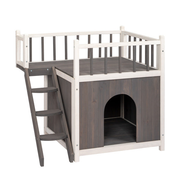 72x56x65cm 2-Storey Cat House With Ladder