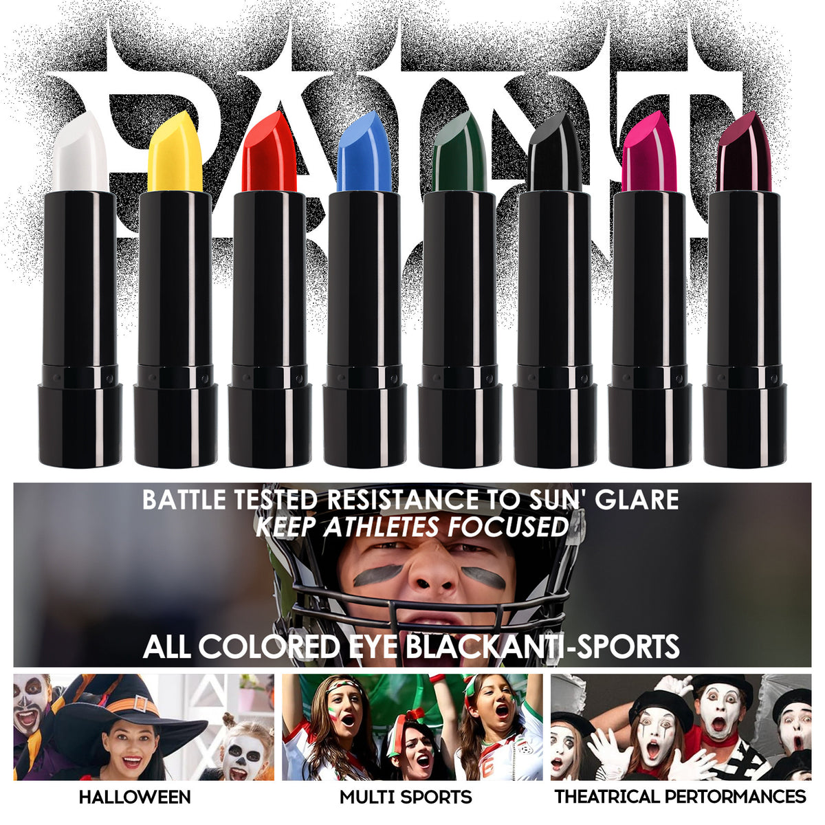 8-Color Halloween Lipstick Black And White Red Easy To Color Painted Suit