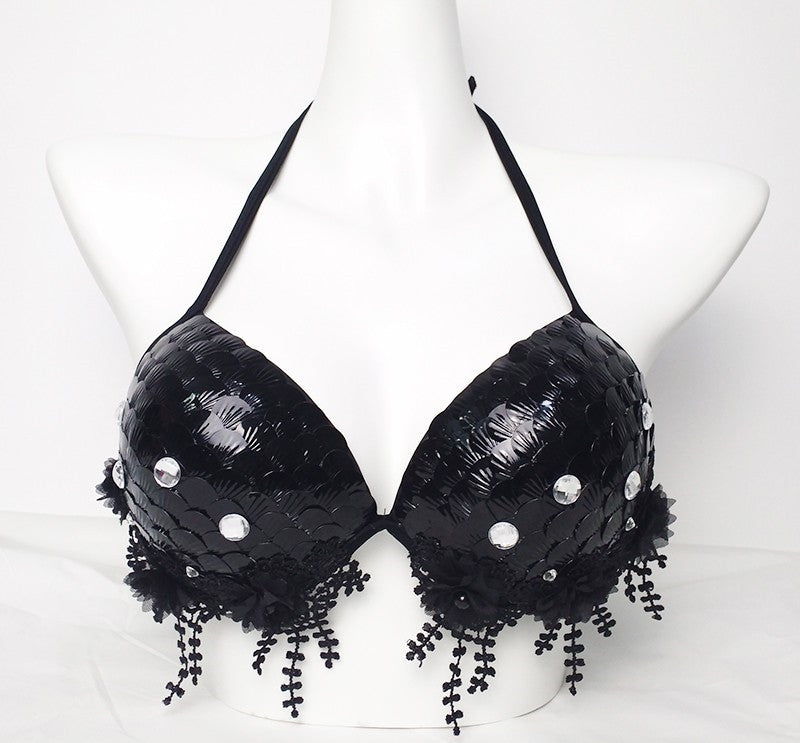 Mermaid Sequined Shell Bikini Top Bra