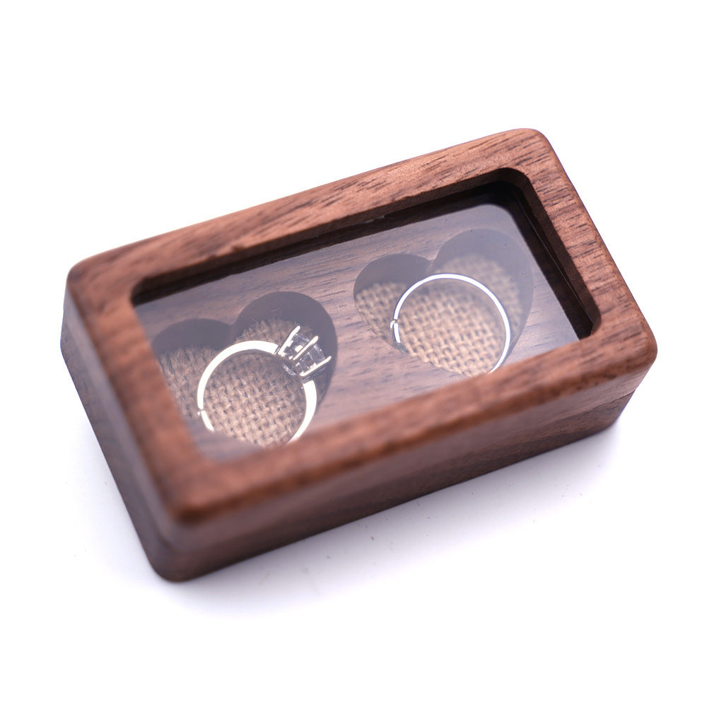 Solid Wood Window Ring Pendant Jewelry Box