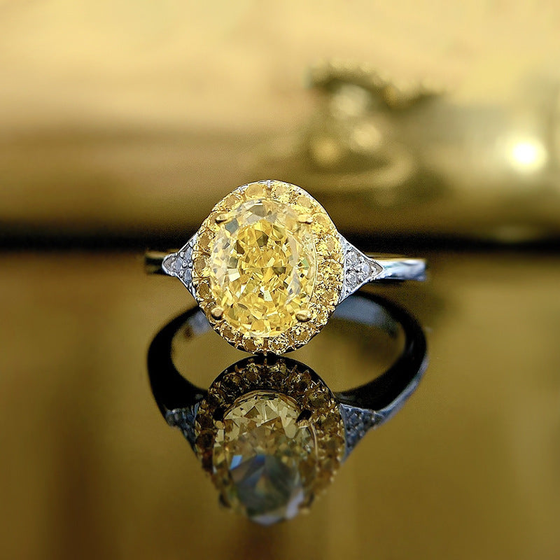 Fashion Simple High Carbon Diamond Yellow Diamond Ring
