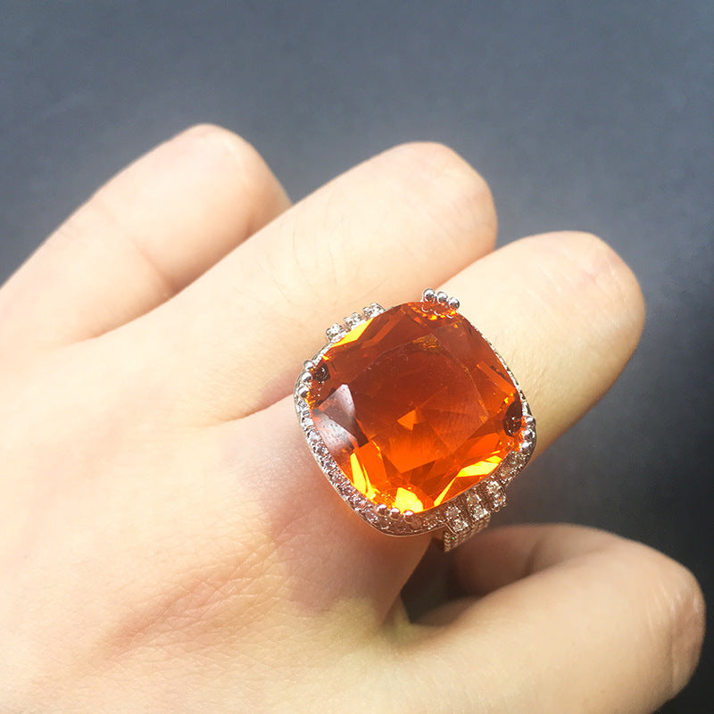 Luxury Exaggerated Orange Gemstone Ring