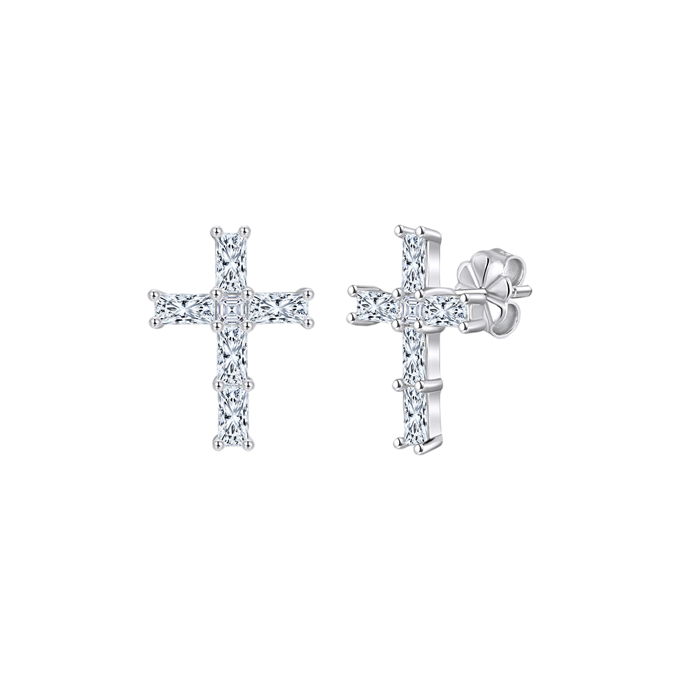 925 Sterling Silver Elegant CZ Cross Earrings: Modern Jewelry