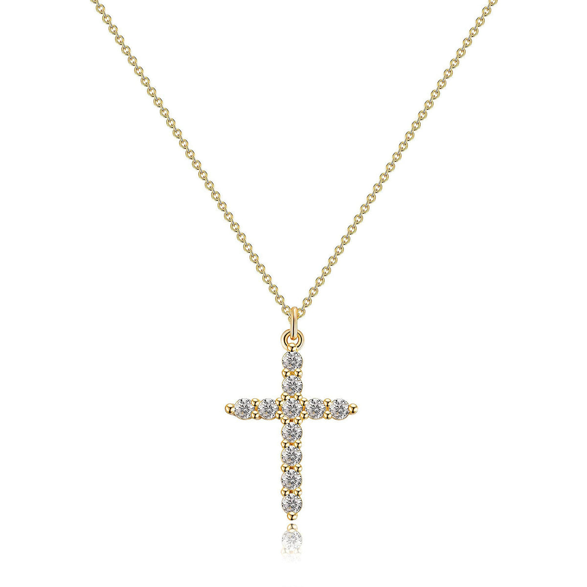 Fashion Jewelry Cross Full Diamond Crown Rotatable Necklace