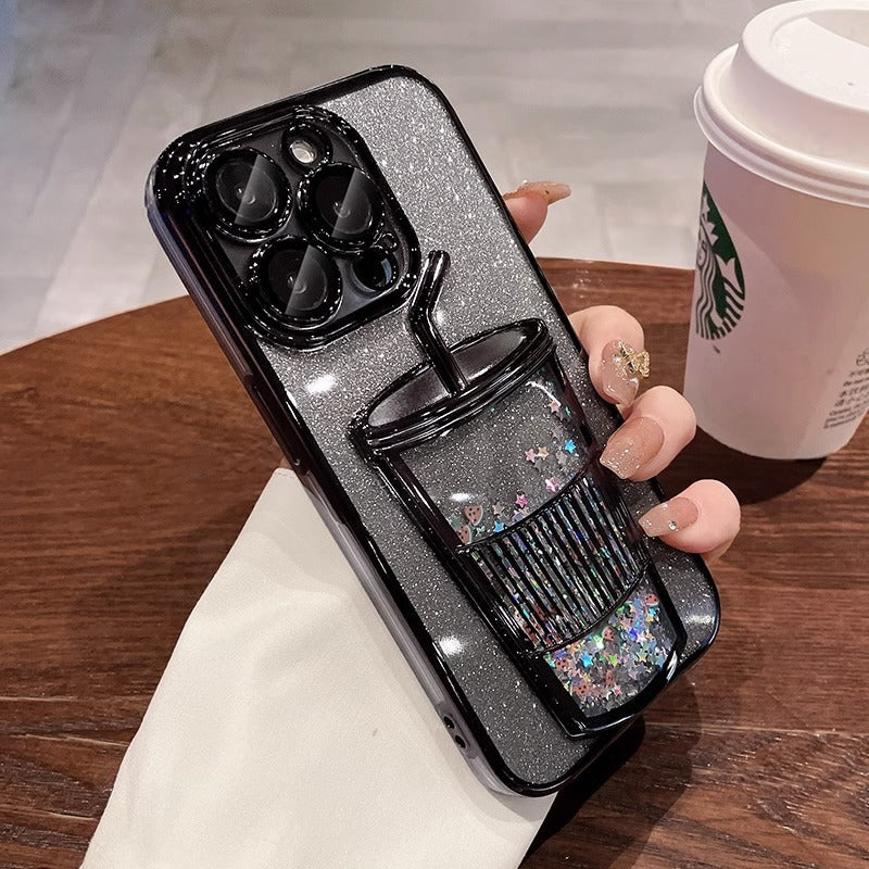 Electroplating Phone Case Three-Dimensional Quicksand Cup Soft Shell